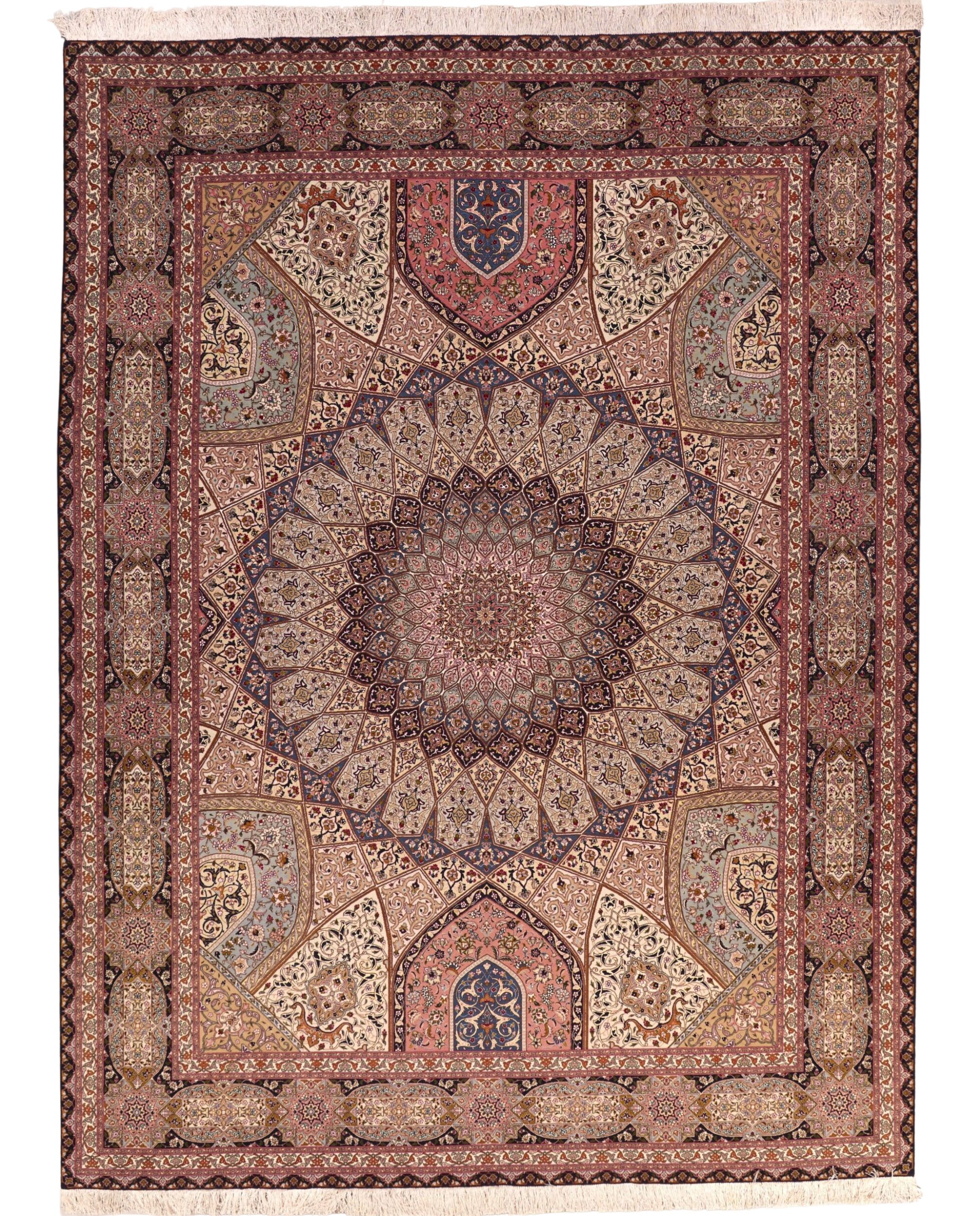 Fine Silk & Wool Persian Tabriz 14.2 x 10