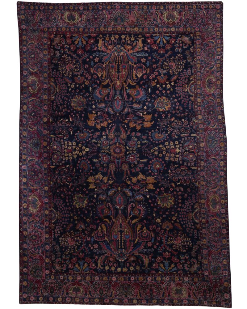 Antique Persian Sarouk Mohajeran 12.8 x 9.1