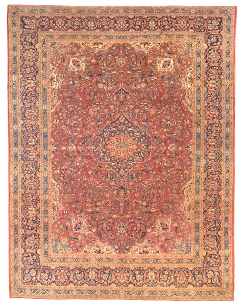 Antique Persian Kashan 11.7 x 8.9